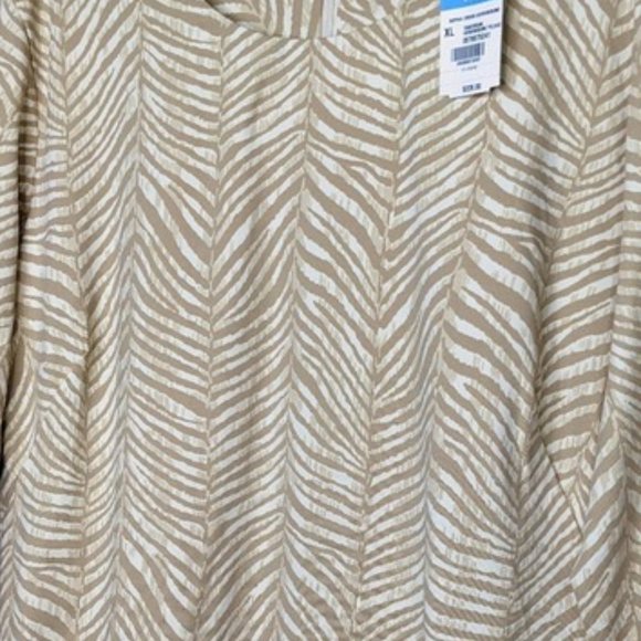 J. McLaughlin Sophia Dress XL Herringbone Pelage Tan Cream Catalina Cloth - Picture 4 of 4